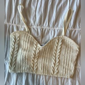Zara knit crop top in white/cream